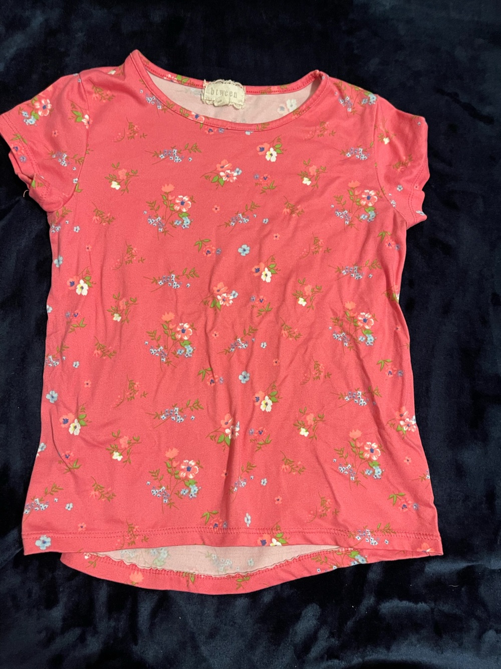 btween Coral Pink Floral Short Sleeve Tee